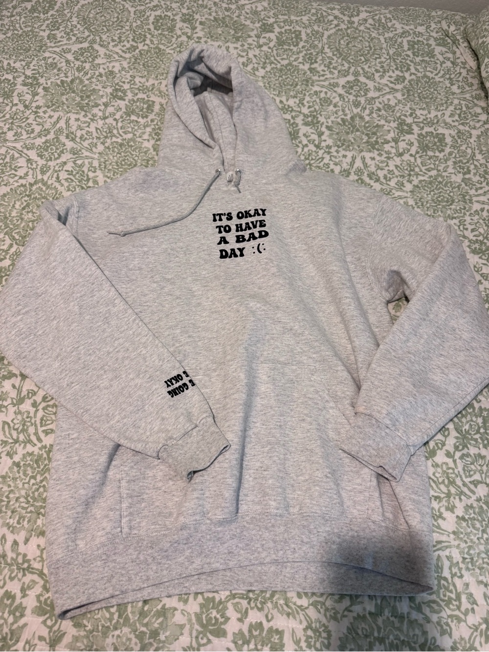 Light Gray Pullover Hoodie with Positive Text